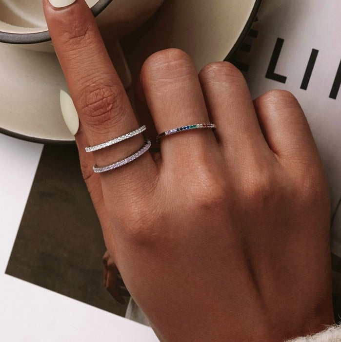 Anel Aparador em Prata 925 Cravejado Zircônia