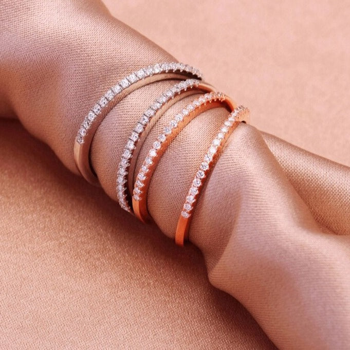 Anel Aparador em Prata 925 Zircônia Cravejado