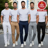 Kit 5 Calças de Sarja Masculina Premium