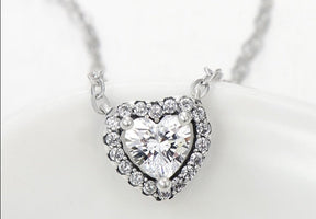 Colar em Prata 925 Coração Duplo Zircônia