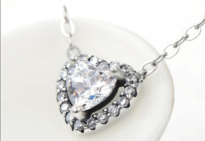 Colar em Prata 925 Coração Duplo Zircônia